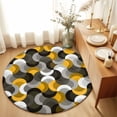 thumbnail image 1 of Round Rugs 6Ft, Yellow Grey Abstract Round Area Rug Washable Indoor Throw Carpet, Modern Geometric Ombre Artwork Soft Non Slip Circle Rug for Office Cabinet Home Decor Aesthetic, 1 of 8