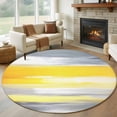 thumbnail image 1 of Round Rugs 6Ft, Yellow Grey Round Area Rug Washable Indoor Throw Carpet, Modern Oil Painting Abstract Art Soft Non Slip Circle Rug for Office Cabinet Home Decor Aesthetic, 1 of 8