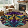 thumbnail image 1 of Round Rugs 6Ft, Yellow Purple Green Round Area Rug Washable Indoor Throw Carpet, Modern Abstract Art Geometric Soft Non Slip Circle Rug for Office Cabinet Home Decor Aesthetic, 1 of 8