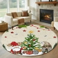 thumbnail image 1 of Round Rugs 7 Ft, Beige Christmas Non Slip Area Rugs for Kitchen Bedroom Entryway, Gnomes Xmas Tree Snowflake Winter Gifts Rustic Washable Carpet Runner Rug Floor Mats for Bedroom Home Decor, 1 of 9