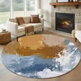 thumbnail image 1 of Round Rugs 7 Ft, Blue Brown Abstract Non Slip Area Rugs for Kitchen Bedroom Entryway, Vintage Gradient Graffiti Oil Painiting Washable Carpet Runner Rug Floor Mats for Bedroom Home Decor, 1 of 8