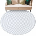 thumbnail image 1 of Round Rugs 7 Ft, Blue White Plaid Non Slip Area Rugs for Kitchen Bedroom Entryway, Modern Minimalist Geometric Lattice Washable Carpet Runner Rug Floor Mats for Bedroom Home Decor, 1 of 9