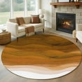 thumbnail image 1 of Round Rugs 7 Ft, Burnt Orange Ombre Non Slip Area Rugs for Kitchen Bedroom Entryway, Modern Ocean Waves Abstract Moire Art Washable Carpet Runner Rug Floor Mats for Bedroom Home Decor, 1 of 9