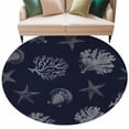 thumbnail image 1 of Round Rugs 7 Ft, Coral Coastal Non Slip Area Rugs for Kitchen Bedroom Entryway, Watercolor Beach Nautical Shells Starfish Washable Carpet Runner Rug Floor Mats for Bedroom Home Decor, 1 of 9