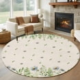 thumbnail image 1 of Round Rugs 7 Ft, Farmhouse Botancial Non Slip Area Rugs for Kitchen Bedroom Entryway, Pastoral Daisy Leaves Rustic Burlap Washable Carpet Runner Rug Floor Mats for Bedroom Home Decor, 1 of 8