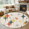 thumbnail image 1 of Round Rugs 7 Ft, Multi-Color Diamond Non Slip Area Rugs for Kitchen Bedroom Entryway, Modern Geometric Middle Century Beige Washable Carpet Runner Rug Floor Mats for Bedroom Home Decor, 1 of 8