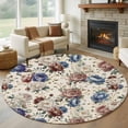 thumbnail image 1 of Round Rugs 7 Ft, Spring Flowers Non Slip Area Rugs for Kitchen Bedroom Entryway, Farmhouse Botanical Seasonal Floral Herbs Washable Carpet Runner Rug Floor Mats for Bedroom Home Decor, 1 of 8