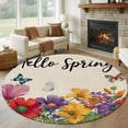 thumbnail image 1 of Round Rugs 7 Ft, Spring Flowers Non Slip Area Rugs for Kitchen Bedroom Entryway, Farmhouse Vintage Country Colorful Floral Washable Carpet Runner Rug Floor Mats for Bedroom Home Decor, 1 of 8
