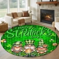 thumbnail image 1 of Round Rugs 7 Ft, St. Patrick's Day Non Slip Area Rugs for Kitchen Bedroom Entryway, Green Gnomes Shamrock Botanical Spring Washable Carpet Runner Rug Floor Mats for Bedroom Home Decor, 1 of 8