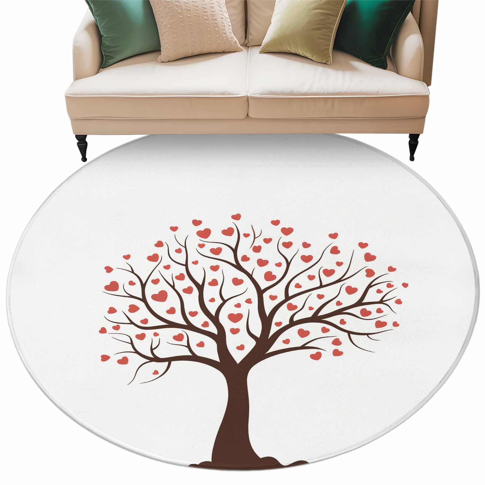 Round Rugs 7 Ft, Valentine's Day Non Slip Area Rugs for Kitchen Bedroom ...