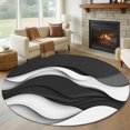 thumbnail image 1 of Round Rugs 7Ft, Black Grey Ombre Round Area Rug Washable Indoor Throw Carpet, Abstract Moire Art Modern Geometric Large Non Slip Circle Rug for Dining Room Playroom Home Decor Aesthetic, 1 of 8