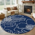 thumbnail image 1 of Round Rugs 7Ft, Blue Flowers Round Area Rug Washable Indoor Throw Carpet, Spring Floral Botanical Modern Art Large Non Slip Circle Rug for Dining Room Playroom Home Decor Aesthetic, 1 of 8