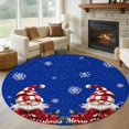 thumbnail image 1 of Round Rugs 7Ft, Blue Gnomes Christmas Round Area Rug Washable Indoor Throw Carpet, Snowflake Xmas Poinsettia Large Non Slip Circle Rug for Dining Room Playroom Home Decor Aesthetic, 1 of 8