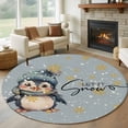 thumbnail image 1 of Round Rugs 7Ft, Blue Penguins Christmas Round Area Rug Washable Indoor Throw Carpet, Xmas Winter Snowflake Let Snow Large Non Slip Circle Rug for Dining Room Playroom Home Decor Aesthetic, 1 of 8