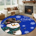 thumbnail image 1 of Round Rugs 7Ft, Blue Snowman Christmas Round Area Rug Washable Indoor Throw Carpet, Xmas Snowflake Funny Large Non Slip Circle Rug for Dining Room Playroom Home Decor Aesthetic, 1 of 8