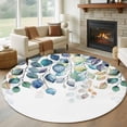 thumbnail image 1 of Round Rugs 7Ft, Blue Teal Botanical Round Area Rug Washable Indoor Throw Carpet, Weeping Fall Eucalyptus Leaves Large Non Slip Circle Rug for Dining Room Playroom Home Decor Aesthetic, 1 of 8