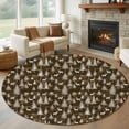 thumbnail image 1 of Round Rugs 7Ft, Brown Christmas Round Area Rug Washable Indoor Throw Carpet, Xmas Tree Elk Christmas Large Non Slip Circle Rug for Dining Room Playroom Home Decor Aesthetic, 1 of 8