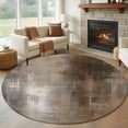 thumbnail image 1 of Round Rugs 7Ft, Brown Round Area Rug Washable Indoor Throw Carpet, Abstract Modern Ombre Oil Painting Art Large Non Slip Circle Rug for Dining Room Playroom Home Decor Aesthetic, 1 of 8
