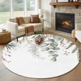 thumbnail image 1 of Round Rugs 7Ft, Christmas Botanical Round Area Rug Washable Indoor Throw Carpet, Eucalyptus Leaves Xmas Pinecone Cotton Large Non Slip Circle Rug for Dining Room Playroom Home Decor Aesthetic, 1 of 8