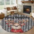 thumbnail image 1 of Round Rugs 7Ft, Christmas Elk Round Area Rug Washable Indoor Throw Carpet, Blue Black Plaid Winter Snowflake Xmas Deer Large Non Slip Circle Rug for Dining Room Playroom Home Decor Aesthetic, 1 of 8