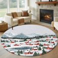 thumbnail image 1 of Round Rugs 7Ft, Christmas Round Area Rug Washable Indoor Throw Carpet, Farmhouse Snowflake Xmas Tree Large Non Slip Circle Rug for Dining Room Playroom Home Decor Aesthetic, 1 of 8