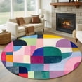 thumbnail image 1 of Round Rugs 7Ft, Colorful Abstract Art Round Area Rug Washable Indoor Throw Carpet, Modern Geometric Oil Painting Large Non Slip Circle Rug for Dining Room Playroom Home Decor Aesthetic, 1 of 8