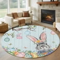thumbnail image 1 of Round Rugs 7Ft, Easter Round Area Rug Washable Indoor Throw Carpet, Country Spring Botanical Eggs Trees Wooden Grain Large Non Slip Circle Rug for Dining Room Playroom Home Decor Aesthetic, 1 of 8