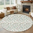 thumbnail image 1 of Round Rugs 7Ft, Green Botanical Christmas Round Area Rug Washable Indoor Throw Carpet, Watercolor Xmas Berry Red Large Non Slip Circle Rug for Dining Room Playroom Home Decor Aesthetic, 1 of 8