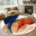 thumbnail image 1 of Round Rugs 7Ft, Navy Blue Burnt Orange Round Area Rug Washable Indoor Throw Carpet, Geometric Abstract Contemporary Large Non Slip Circle Rug for Dining Room Playroom Home Decor Aesthetic, 1 of 8