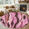 thumbnail image 1 of Round Rugs 7Ft, Pink Brown Ombre Round Area Rug Washable Indoor Throw Carpet, Geometric Modern Abstract Art Large Non Slip Circle Rug for Dining Room Playroom Home Decor Aesthetic, 1 of 8