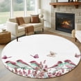 thumbnail image 1 of Round Rugs 7Ft, Pink Spring Floral Round Area Rug Washable Indoor Throw Carpet, Watercolor Summer Birds Butterfly Large Non Slip Circle Rug for Dining Room Playroom Home Decor Aesthetic, 1 of 8