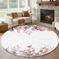 thumbnail image 1 of Round Rugs 7Ft, Purple Botanical Round Area Rug Washable Indoor Throw Carpet, Spring Floral Summer Eucalyptus Leaf Large Non Slip Circle Rug for Dining Room Playroom Home Decor Aesthetic, 1 of 8