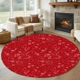 thumbnail image 1 of Round Rugs 7Ft, Red Christmas Round Area Rug Washable Indoor Throw Carpet, Xmas Botanical Floral Rustic Large Non Slip Circle Rug for Dining Room Playroom Home Decor Aesthetic, 1 of 8