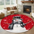 thumbnail image 1 of Round Rugs 7Ft, Red Snowman Christmas Round Area Rug Washable Indoor Throw Carpet, Xmas Snowflake Birds Large Non Slip Circle Rug for Dining Room Playroom Home Decor Aesthetic, 1 of 8