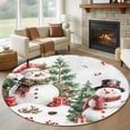 thumbnail image 1 of Round Rugs 7Ft, Snowman Christmas Round Area Rug Washable Indoor Throw Carpet, Xmas Tree Botanical Snowflake Large Non Slip Circle Rug for Dining Room Playroom Home Decor Aesthetic, 1 of 8