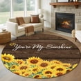 thumbnail image 1 of Round Rugs 7Ft, Sunflowers Round Area Rug Washable Indoor Throw Carpet, Wooden Yellow Summer Botanical Elegant Pastoral Large Non Slip Circle Rug for Dining Room Playroom Home Decor Aesthetic, 1 of 8