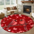 thumbnail image 1 of Round Rugs 7Ft, Valentine's Cardinal Round Area Rug Washable Indoor Throw Carpet, Red Love Heart Birds Country Wooden Large Non Slip Circle Rug for Dining Room Playroom Home Decor Aesthetic, 1 of 8
