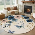 thumbnail image 1 of Round Rugs 7Ft, Weeping Blue Floral Round Area Rug Washable Indoor Throw Carpet, Spring Butterflies Flowers Linen Large Non Slip Circle Rug for Dining Room Playroom Home Decor Aesthetic, 1 of 8