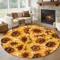 thumbnail image 1 of Round Rugs 7Ft, Yellow Sunflowers Round Area Rug Washable Indoor Throw Carpet, Watercolor Floral Flowers Vintage Large Non Slip Circle Rug for Dining Room Playroom Home Decor Aesthetic, 1 of 8
