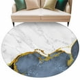 thumbnail image 1 of Round Rugs 8 Ft, Blue Gold Marble Non Slip Area Rugs for Kitchen Bedroom Entryway, Modern Abstract Marble Crack Texture Washable Carpet Runner Rug Floor Mats for Bedroom Home Decor, 1 of 9