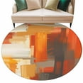 thumbnail image 1 of Round Rugs 8 Ft, Burnt Orange Brown Non Slip Area Rugs for Kitchen Bedroom Entryway, Farmhouse Ombre Abstract Mottled Art Washable Carpet Runner Rug Floor Mats for Bedroom Home Decor, 1 of 9