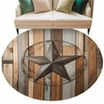 thumbnail image 1 of Round Rugs 8 Ft, Country Star Brown Non Slip Area Rugs for Kitchen Bedroom Entryway, Western Texas Vintage Farmhouse Wooden Washable Carpet Runner Rug Floor Mats for Bedroom Home Decor, 1 of 9