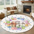 thumbnail image 1 of Round Rugs 8 Ft, Easter Cute Rabbits Non Slip Area Rugs for Kitchen Bedroom Entryway, Colorful Eggs Country Flowers Blue Pot Washable Carpet Runner Rug Floor Mats for Bedroom Home Decor, 1 of 8