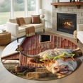 thumbnail image 1 of Round Rugs 8 Ft, Farm Yaks Non Slip Area Rugs for Kitchen Bedroom Entryway, Farmhouse Barn Funny Animals Butterfly Washable Carpet Runner Rug Floor Mats for Bedroom Home Decor, 1 of 8