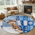 thumbnail image 1 of Round Rugs 8 Ft, Funny Giraffe Non Slip Area Rugs for Kitchen Bedroom Entryway, Cute Art Modern Lovely Animals on Showering Washable Carpet Runner Rug Floor Mats for Bedroom Home Decor, 1 of 8