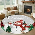 thumbnail image 1 of Round Rugs 8 Ft, Grey Snowman Christmas Non Slip Area Rugs for Kitchen Bedroom Entryway, Xmas Tree Snowflake Elk Winter Washable Carpet Runner Rug Floor Mats for Bedroom Home Decor, 1 of 9