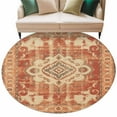 thumbnail image 1 of Round Rugs 8 Ft, Orange Boho Non Slip Area Rugs for Kitchen Bedroom Entryway, Geometric Antique Tribal Retro Ethnic Washable Carpet Runner Rug Floor Mats for Bedroom Home Decor, 1 of 9