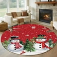 thumbnail image 1 of Round Rugs 8 Ft, Red Snowman Christmas Non Slip Area Rugs for Kitchen Bedroom Entryway, Xmas Tree Snowflake Winter Branches Washable Carpet Runner Rug Floor Mats for Bedroom Home Decor, 1 of 9
