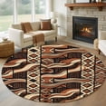 thumbnail image 1 of Round Rugs 8 Ft, Retro Tribal Non Slip Area Rugs for Kitchen Bedroom Entryway, Middle Century Bohemia Minimalist Art Red Brown Washable Carpet Runner Rug Floor Mats for Bedroom Home Decor, 1 of 8