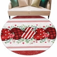 thumbnail image 1 of Round Rugs 8 Ft, Valentine's Day Non Slip Area Rugs for Kitchen Bedroom Entryway, Red Checked Love Eucalyptus Striped Washable Carpet Runner Rug Floor Mats for Bedroom Home Decor, 1 of 9